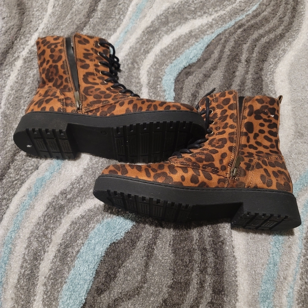 Leopard Print combat boots